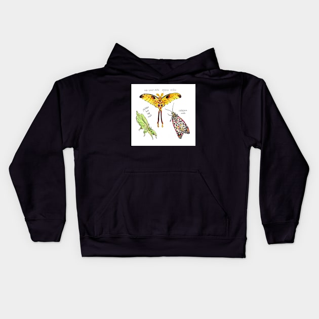 Bugs Trio colouring pencil and pen illustration Kids Hoodie by sadnettles